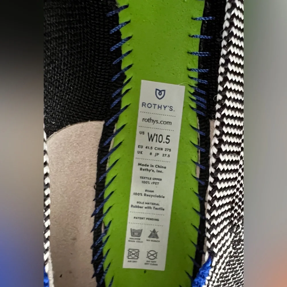 Rothy's The Point Gray-Black Mist Cap-toe Ballet Flat Sz 10.5 - Picture 7 of 8